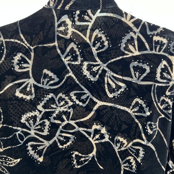 Chicos Design Womens 3 L Black Silk Velvet Burnout Jacket Mandarin Collar Tunic - Picture 7 of 15